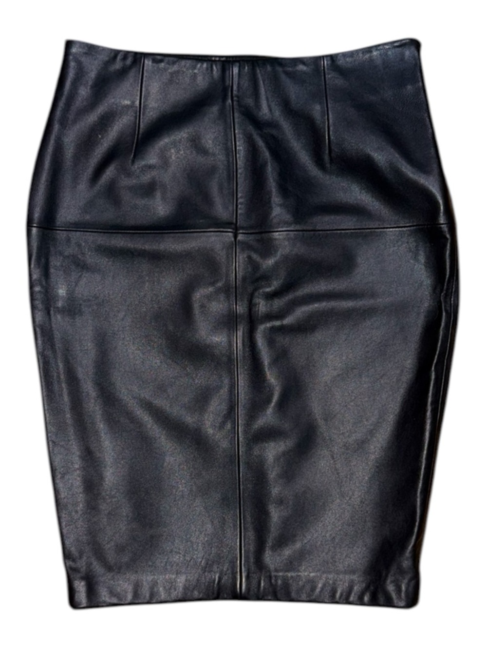 Antonio Melani Black Leather Pencil Skirt